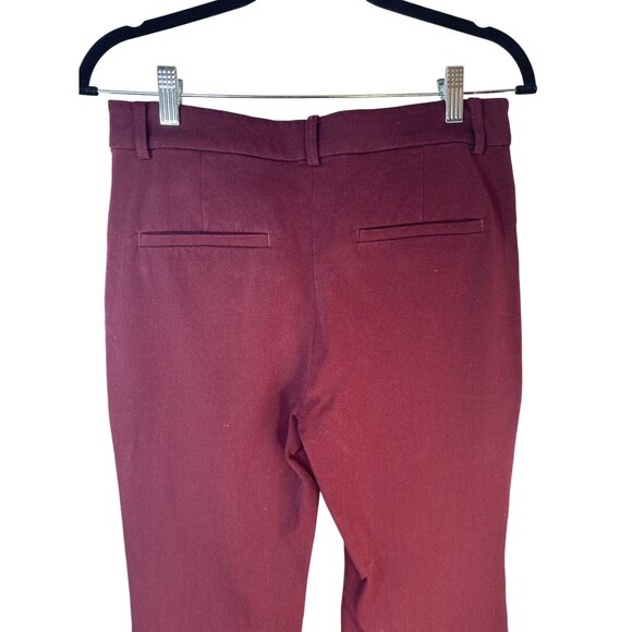 2/$30 Loft The Sutton Flare Pants Size 6 Burgundy Cotton Blend - Picture 11 of 16